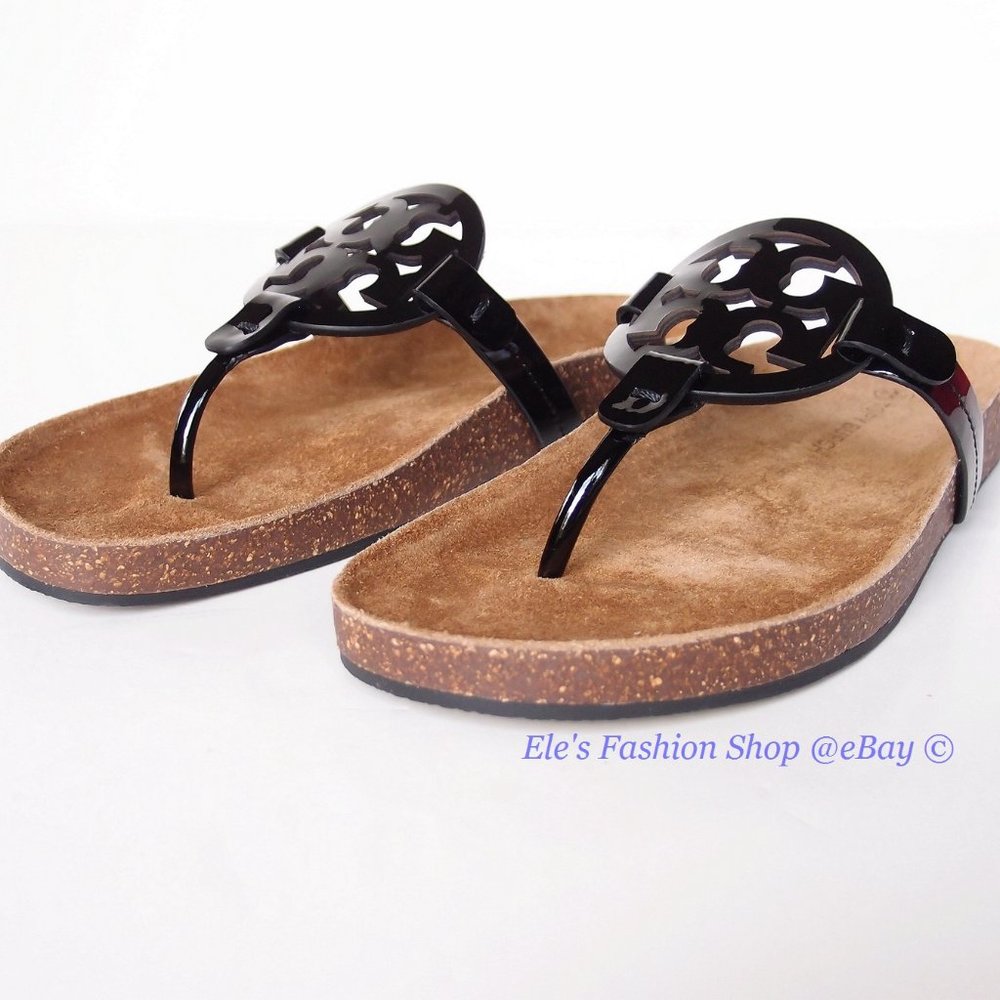 ❤️ NIB Tory Burch Miller Cloud Patent Leather Sandal Black US 10.5 AUTHENTIC - Picture 7 of 15